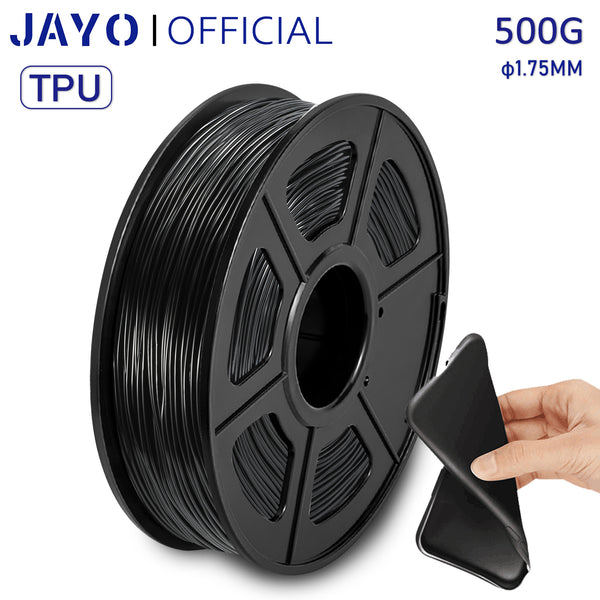 JAYO TPU Filament 1.75mm, 3D Printer Filament, Dimensional Accuracy +/- 0.03 mm, 0.5KG 1 Spool, 95A, TPU Black